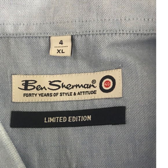 Ben Sherman Mens Blue Button Down Short Sleeve Oxford Shirt Limited Edition XL - Picture 6 of 9